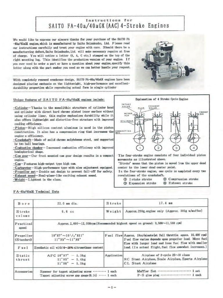 SAITO/FA-45s美品　説明書付き SAITO/FA-45s美品 説明書付き Yahoo!オークション - エンジン