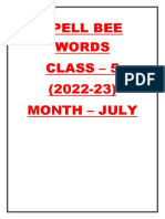 Class 5 Spell Bee Syllabus July - Top Words For English, Hindi, Science, SST Exams