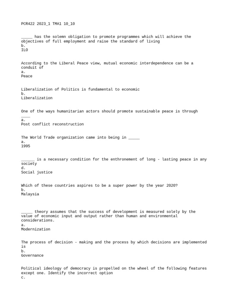 PCR422 2023 - 1 Tma1&2 20 - 20 | PDF | Globalization | Peace
