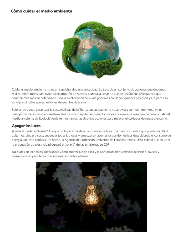 Acciones para Cuidar el Medio Ambiente | PDF | Agua | Diodo emisor de luz