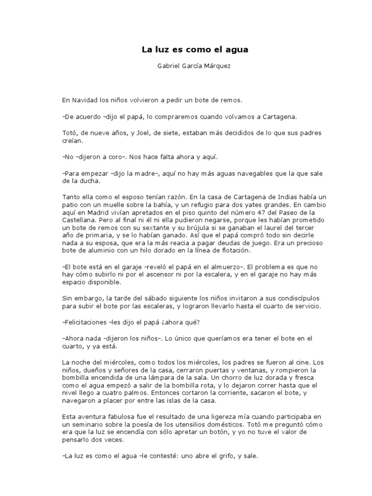 La Luz Es Como El Agua PDF Naturaleza