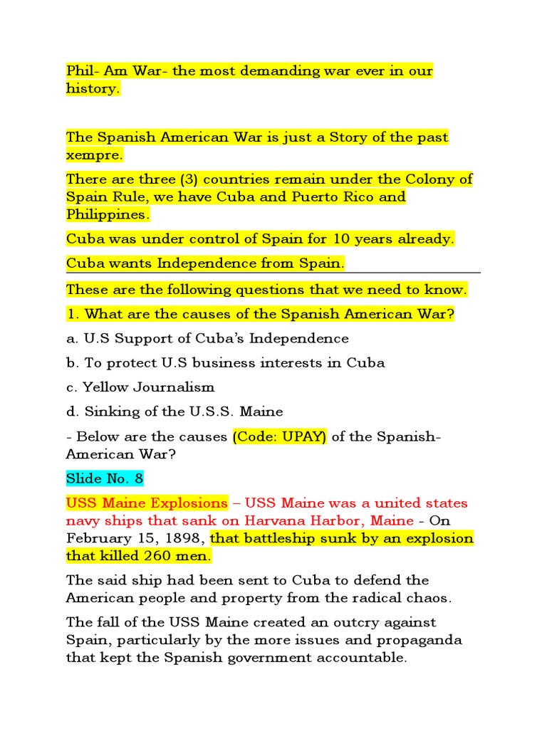 Causes of the Spanish-American War | PDF | Spanish East Indies ...