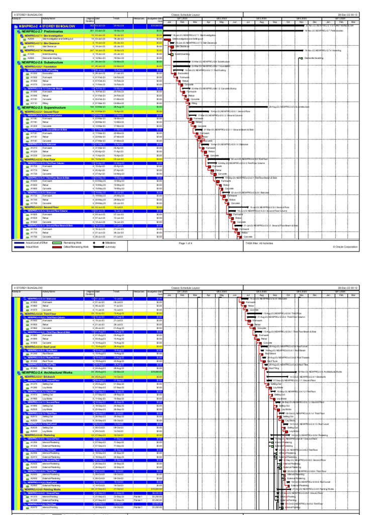 4 Storey Bungalow Project Schedule | PDF | Civil Engineering | Building ...