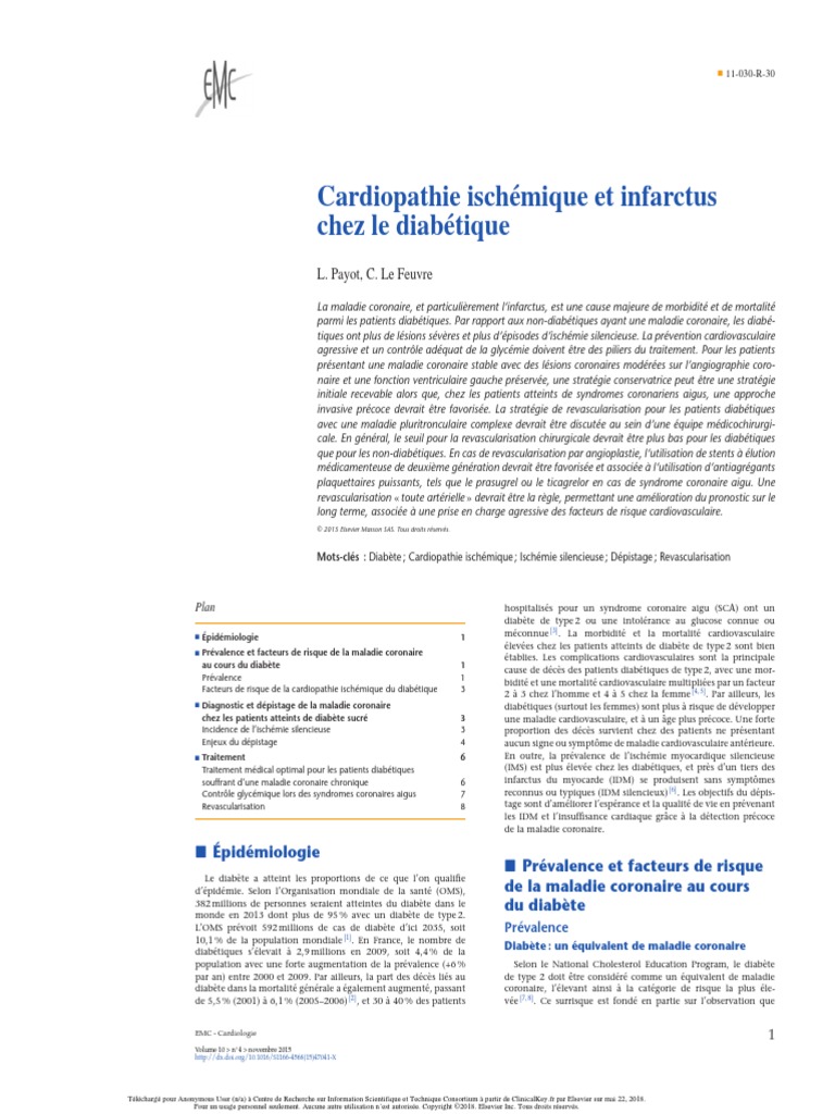 Cardiopathie Ischémique Et Infarctus Chez Le Diabétique | PDF ...