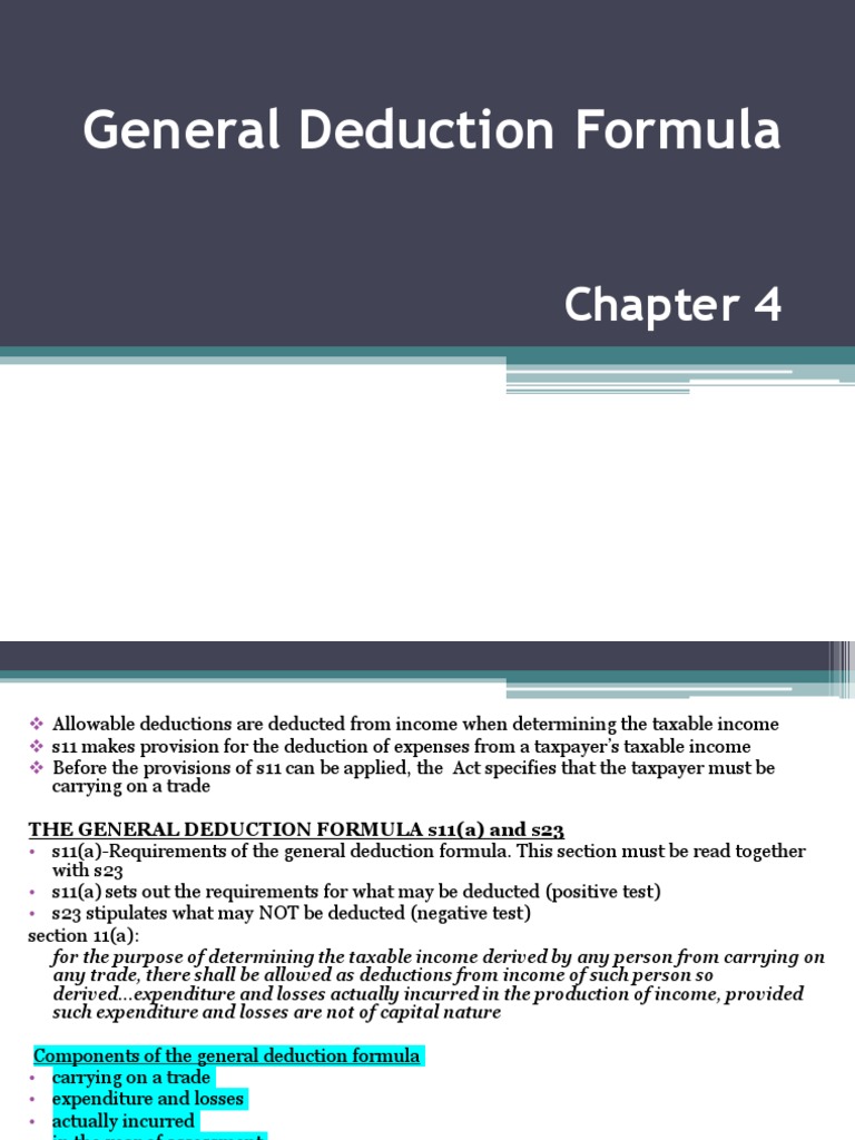 General Deduction FormulaChapter 4 Slides 2021 With Examples