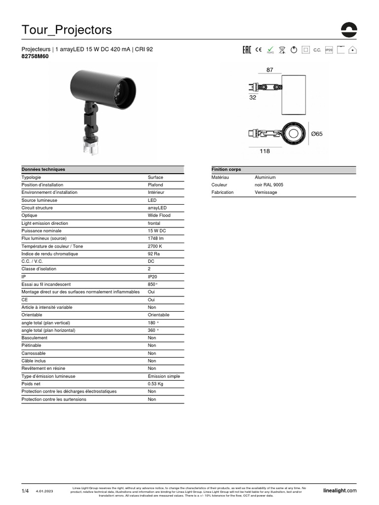82758M60 Tour Projector Datasheet FR FR | PDF | Vagues | Radiation ...