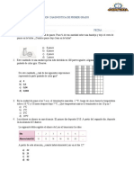 Evaluación diagnóstica de primer grado con 10 preguntas de matemáticas y lógica