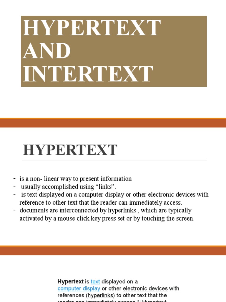 Hypertext and Intertext PDF World Wide  & 