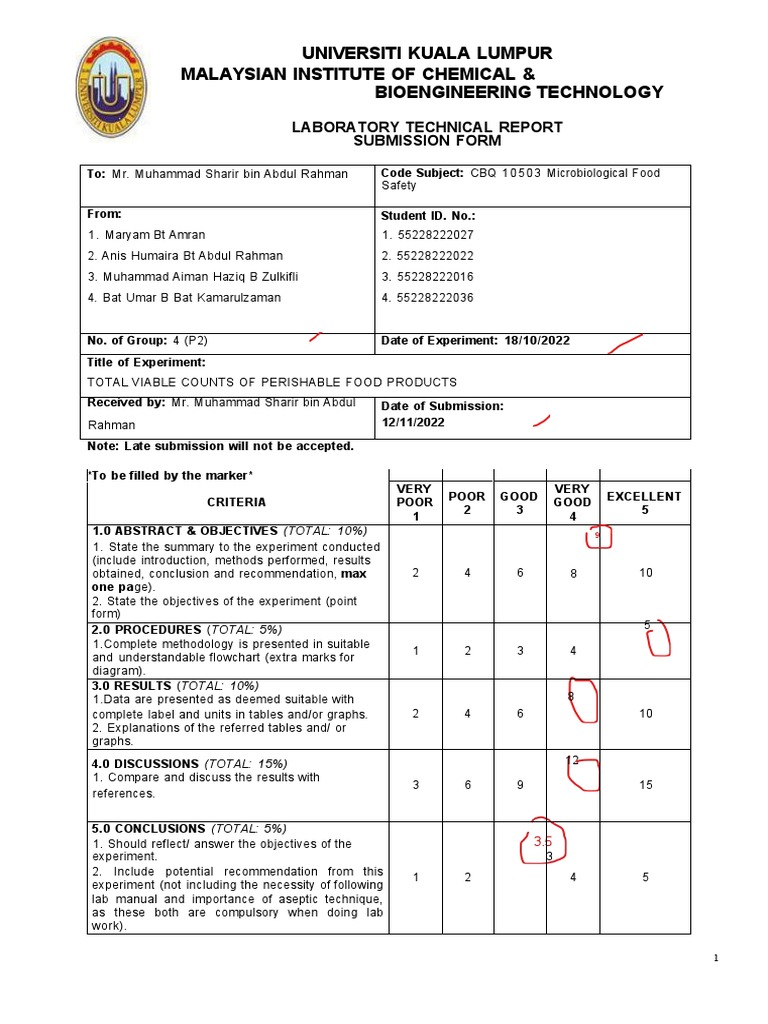 Marked Lab Report Experiment 2 Group 4 (P2) by Memang | PDF | Colony ...