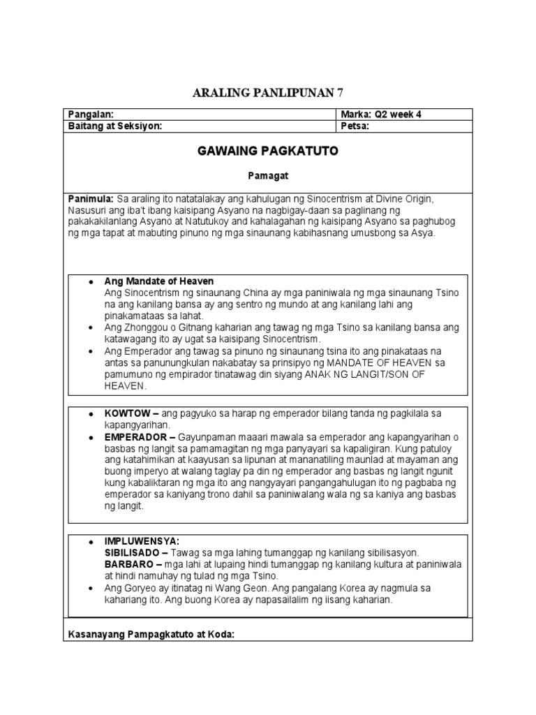 AP 7 Q2 Week 4 5 | PDF