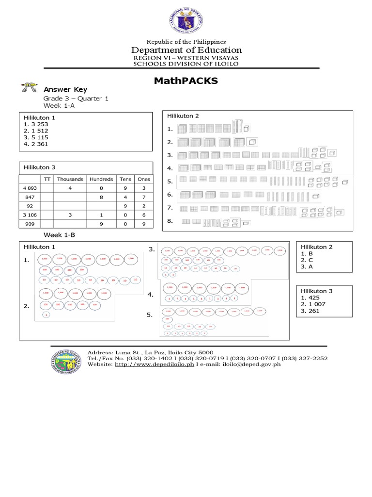 Answer Key - Grade 3 Q1 WK 1 | PDF