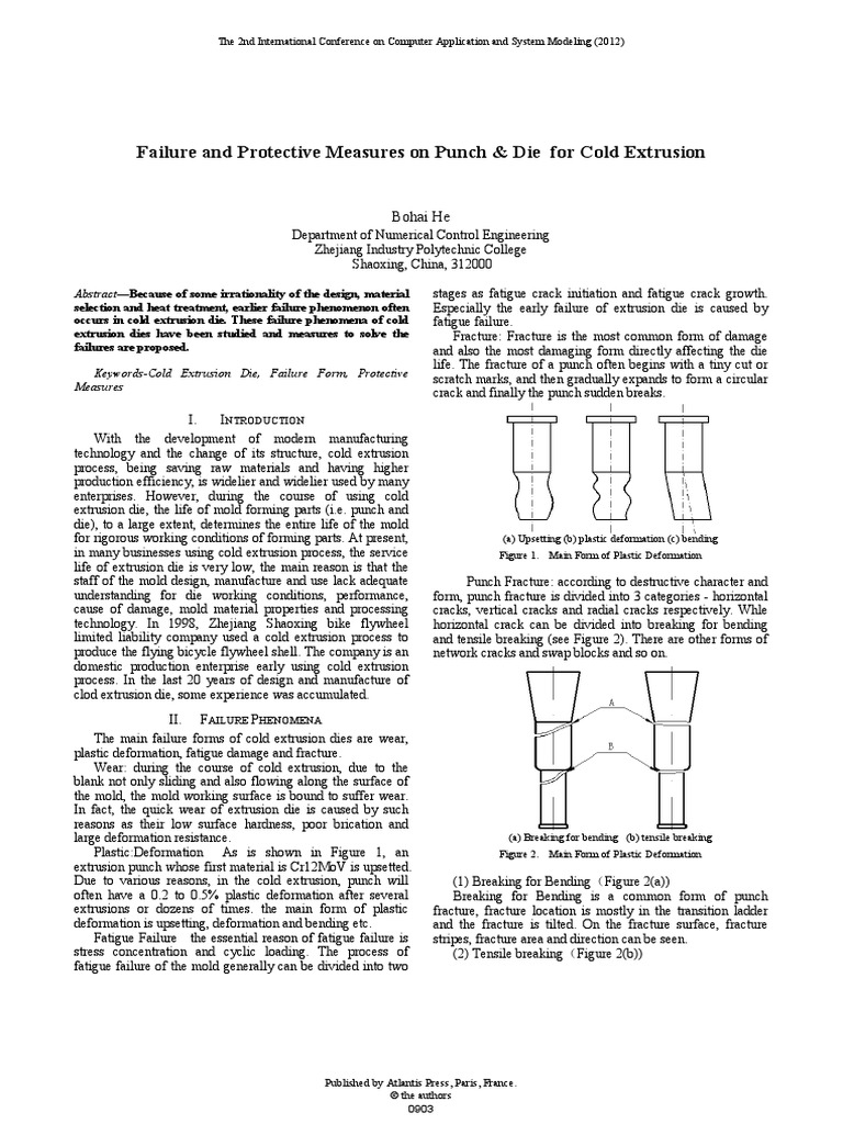 Failure and Protective Measures On Punch & Die For Cold Extrusion PDF