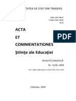 Acta ET Commentationes Ştiinţe Ale Educaţiei: Universitatea de Stat Din Tiraspol
