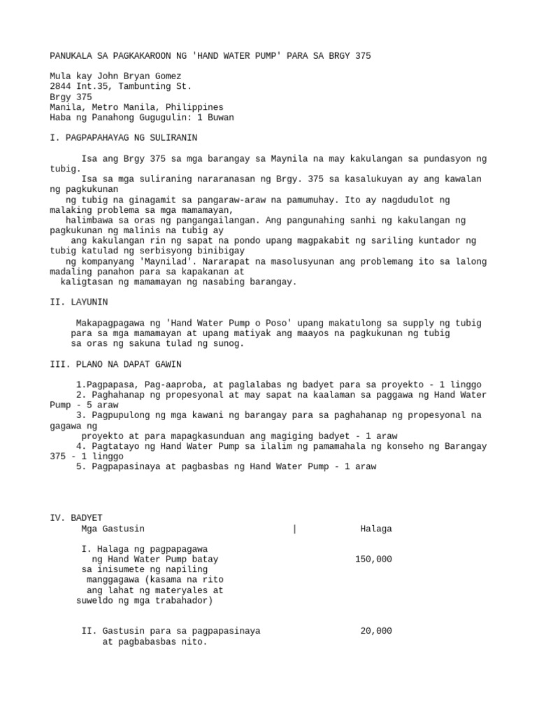 Panukalang Proyekto | PDF
