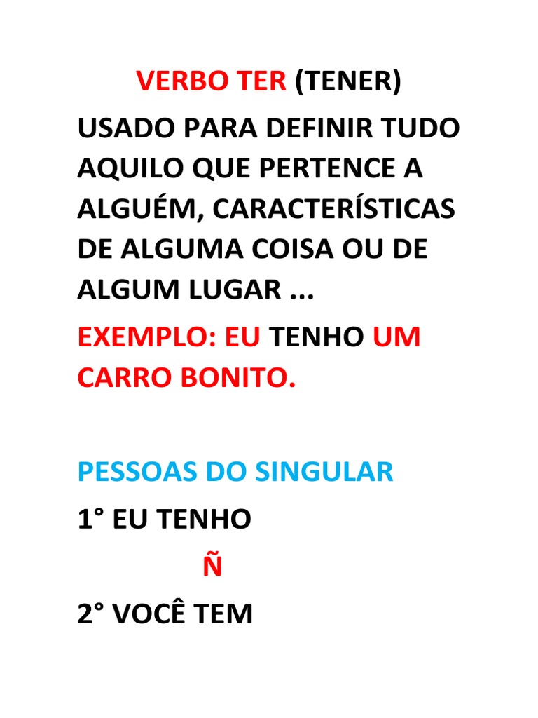 Conjugação do Verbo Ter em Português | PDF | Artes Linguísticas e ...