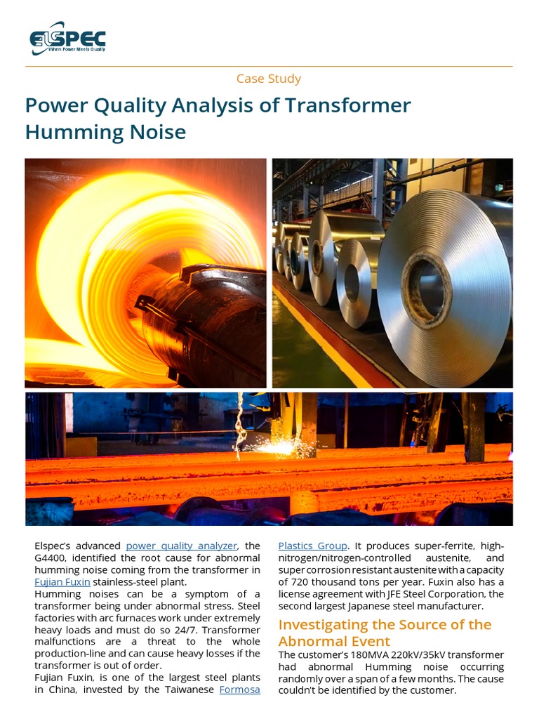 Elspec Case Study Power Quality Analysis of Transformer Humming Noise