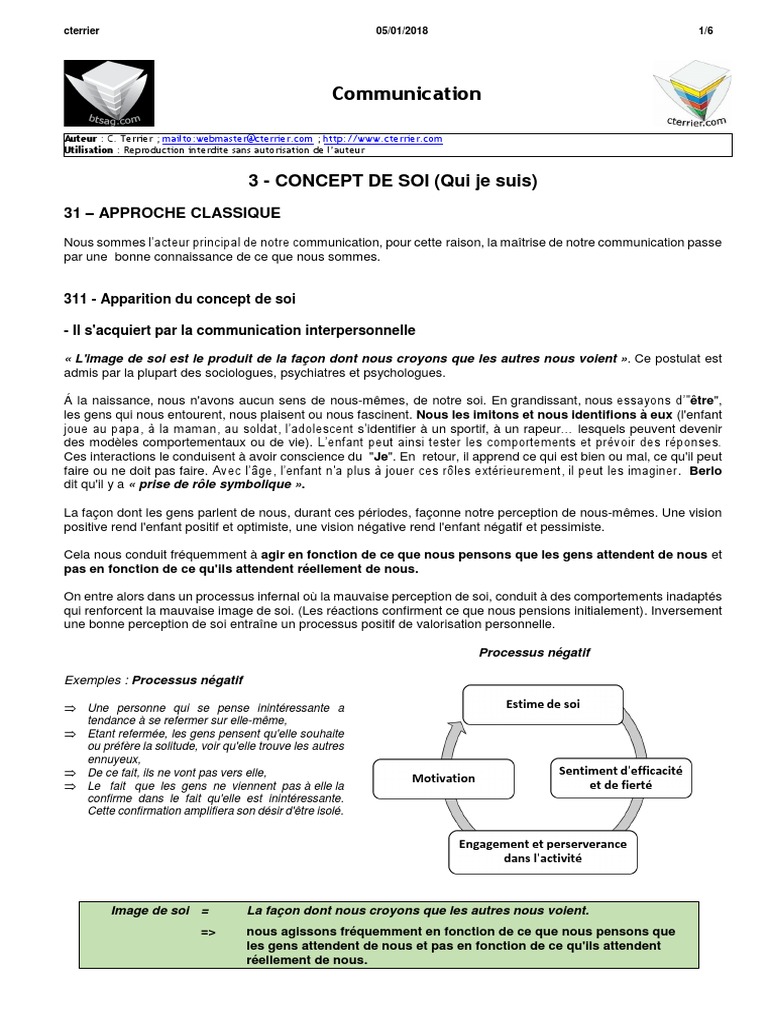 Comprendre le concept de soi et l'estime | PDF | Estime de soi | la ...