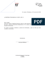 Carta Referencia de Trabajo Membretada