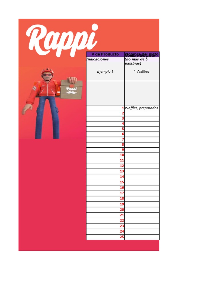 Formato Rappi Creación Menú PRO | PDF | Comida y bebida | Alimentos