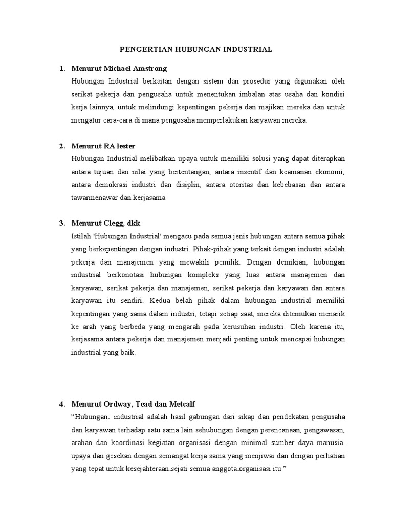 Pengertian Hubungan Industrial PDF