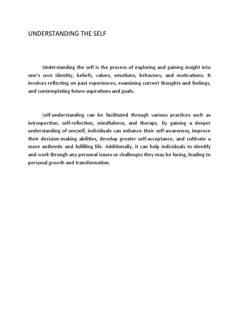 Understanding the self pdf