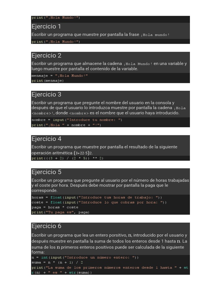 Ejercicios de Programación en Python | PDF