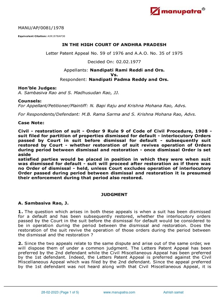 Nandipati Rami Reddi and Ors Vs Nandipati Padma