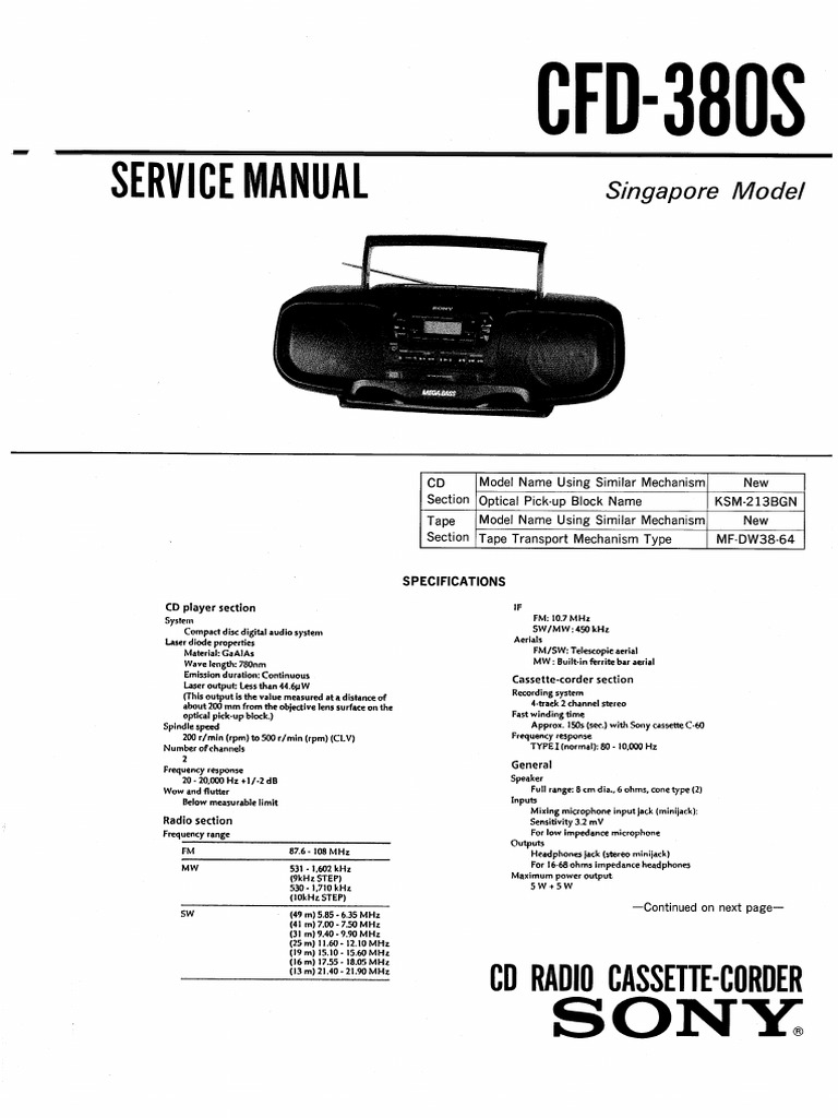 rmtセット Sony CFD380S PDF | PDF