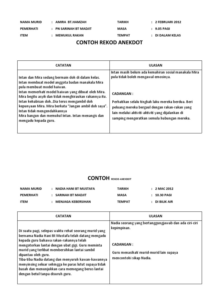 Rekod Anekdot | PDF