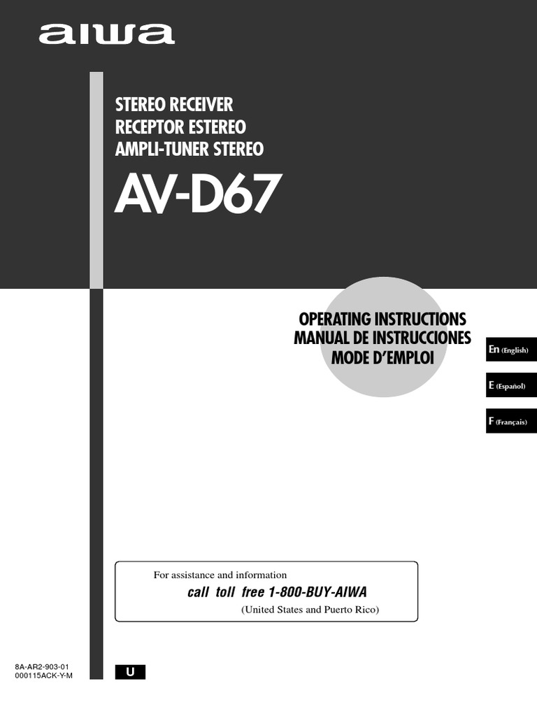 Aiwa AV D67 Owners Manual PDF | PDF | Ac Power Plugs And Sockets