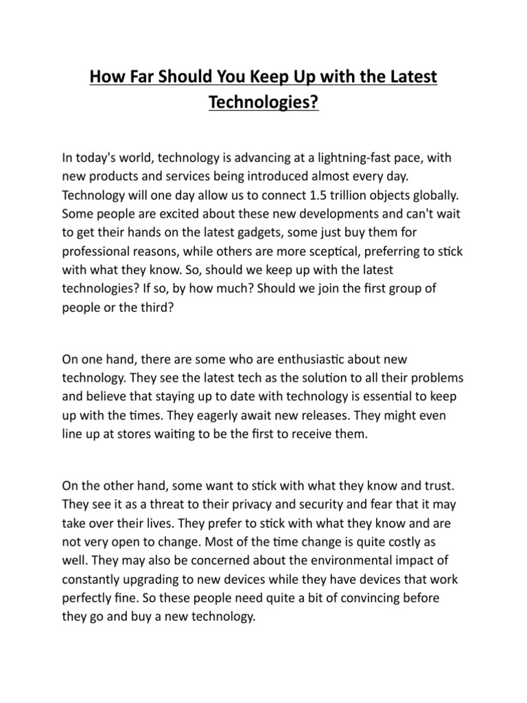 How Far Should You Keep Up With The Latest Technologies Download Free