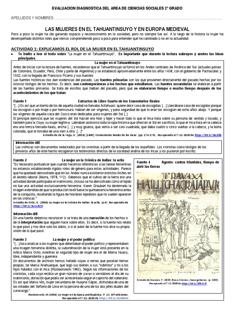 Rol de la Mujer en el Tahuantinsuyo | PDF | Imperio Inca | Perú