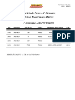 Horário de Prova - 1º Bimestre: 1 S - EB1P18/EB1Q18