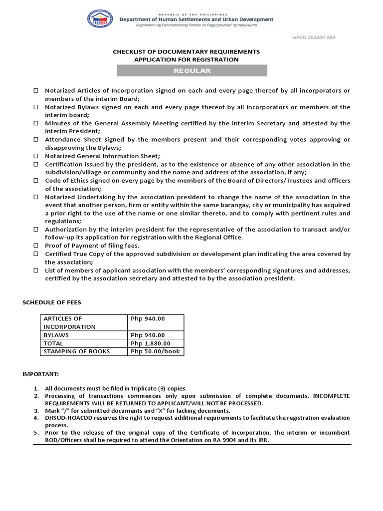 Checklist Hoa Pdf Notary Public Business