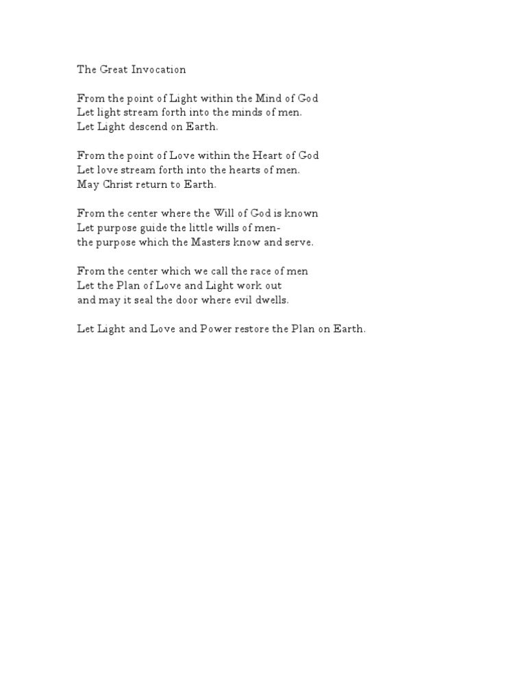 The Great Invocation English | PDF
