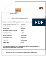 Online Payment Receipt for NPS Contribution