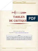 Tables de Coup Critiques PDF
