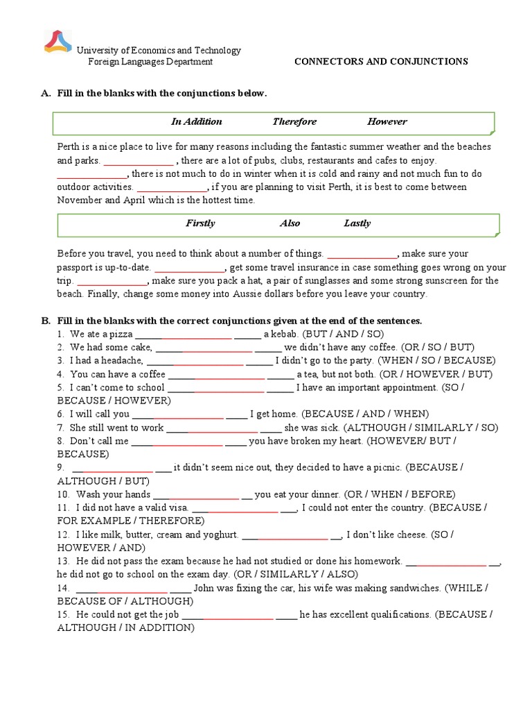 Connectors Exercise PDF