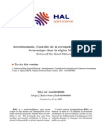 Investissement Contrôle de La Corruption Et Croissance Économique Dans La Région MENA