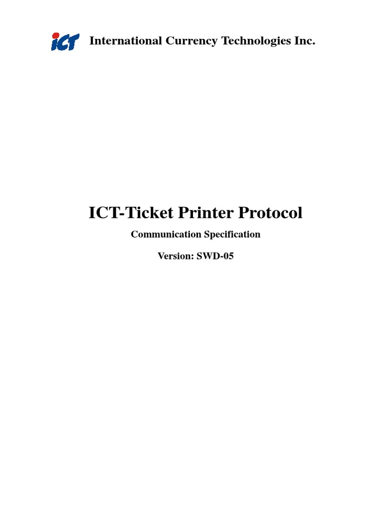 ICTTicket PrinterProtocol SWD05 PDF Printer Bit Rate