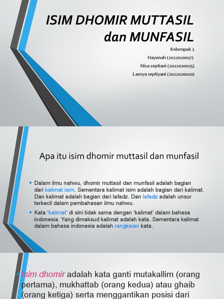 ISIM DHOMIR MUTTASIL Dan MUNFASIL KLMPK 1 B.arab PDF