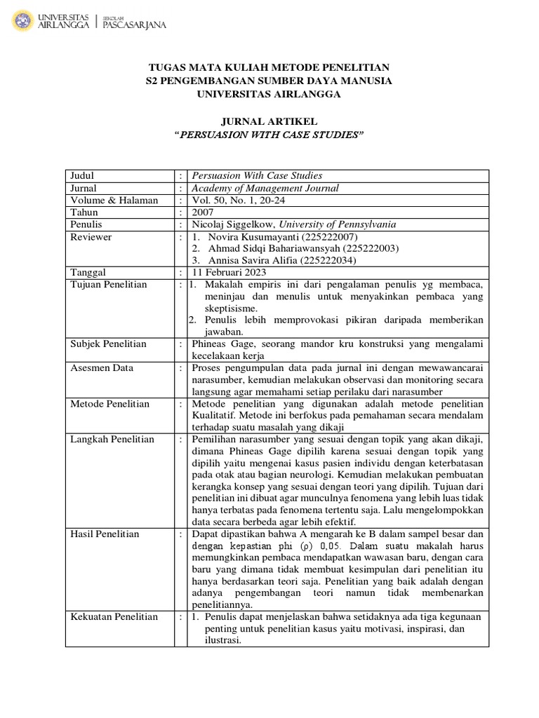Review Jurnal Tugas Metode Penelitian - Cluster b1 - Week 2 ...