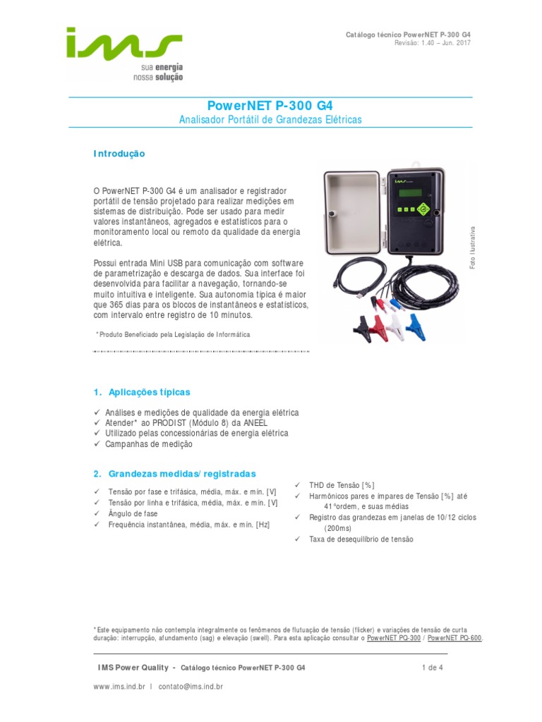 Analisador de Energia PowerNET P-300 G4 | PDF | USB | Engenharia Elétrica