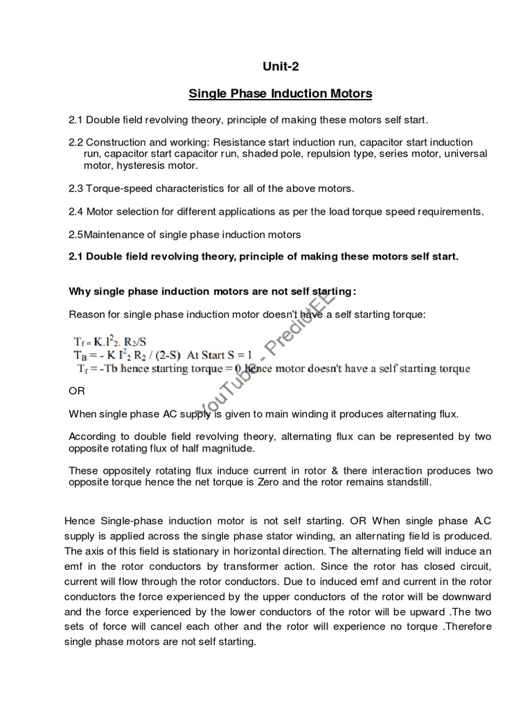 Single Phase Induction Motors Overview | PDF | Electric Motor ...