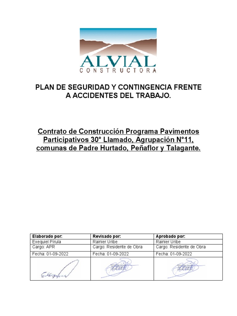4) Plan de Seguridad y Contingencia Alvial 2022 | PDF