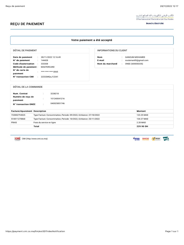 Reçu de Paiement 2 | PDF