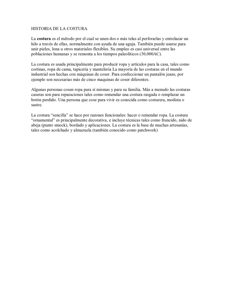 Historia y evolución de la costura | PDF | De coser | Arte popular