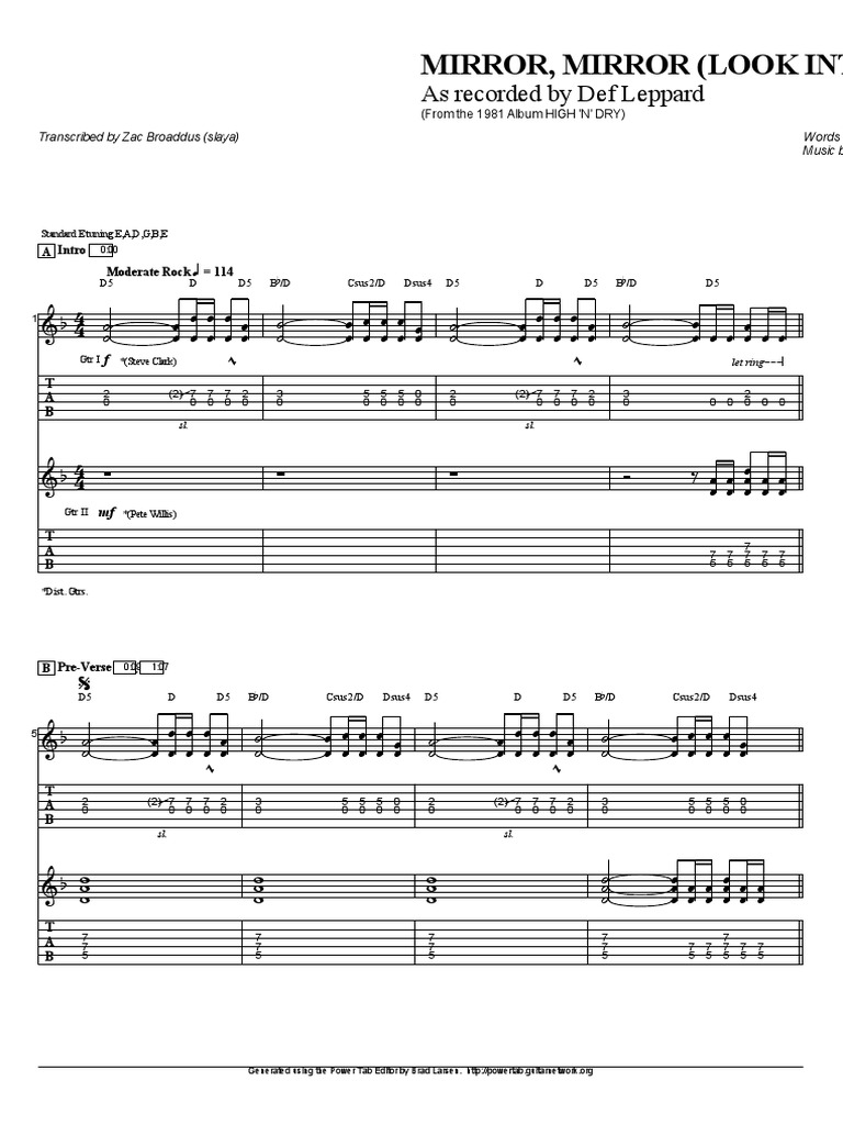 Def Leppard Mirror Mirror PDF PDF British Music English Music
