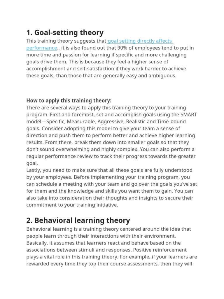 Training Theories | PDF | Learning | Constructivism (Philosophy Of ...