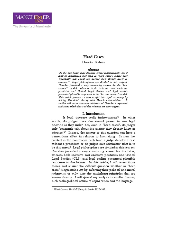 Galeza, Dorota Hard Cases PDF Jurisprudence Mind